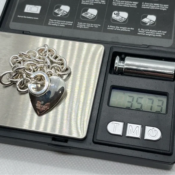 GUCCI Sterling Silver G Heart Charm Bracelet 925 Italy - Picture 4 of 10